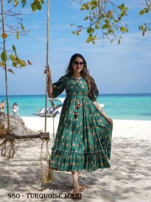 Style Evergreen Emerald muslin Dress By Fab Funda 