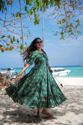 Style Evergreen Emerald muslin Dress By Fab Funda