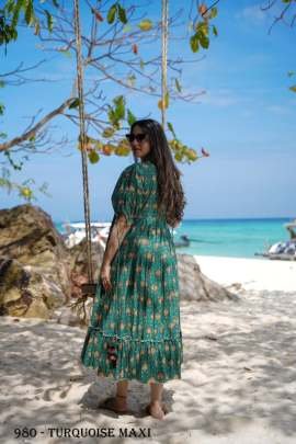 Style Evergreen Emerald muslin Dress By Fab Funda