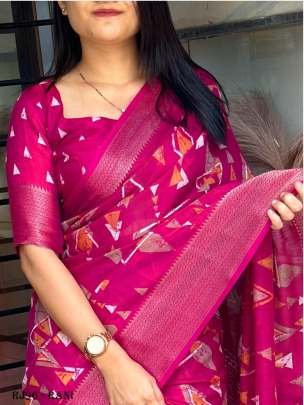 Stylelist rani Colour zari weaving Cotton Saree