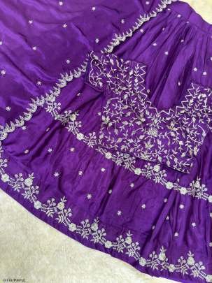 Stylish Beautiful Chinon Purple Lehenga