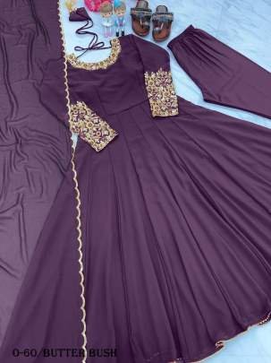 Stylish Butterfly Bush Colour  Anarkali Gown