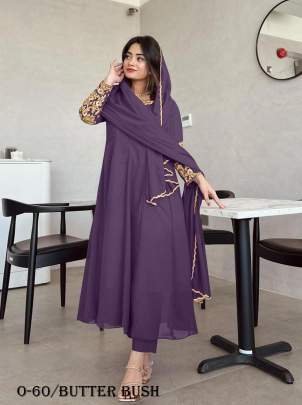 Stylish Butterfly Bush Colour  Anarkali Gown