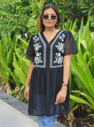 Stylish Ethnic Black Anarkali Top 