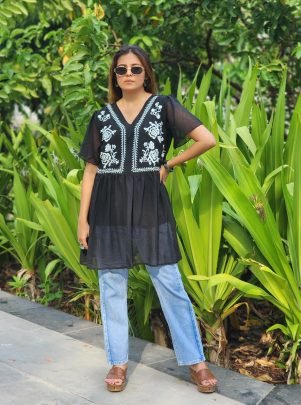 Stylish Ethnic Black Anarkali Top