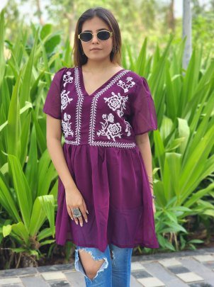 Stylish Ethnic Lavender Anarkali Top