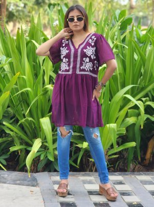 Stylish Ethnic Lavender Anarkali Top