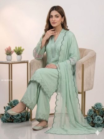 Stylish Ethnic Suit Set for Women with Cut Work Design