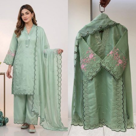 Stylish Ethnic Suit Set for Women with Cut Work Design