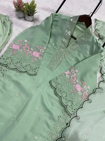 Stylish Ethnic Suit Set for Women with Cut Work Design