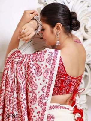 Stylish Fox Georgette White Taffeta Silk Saree