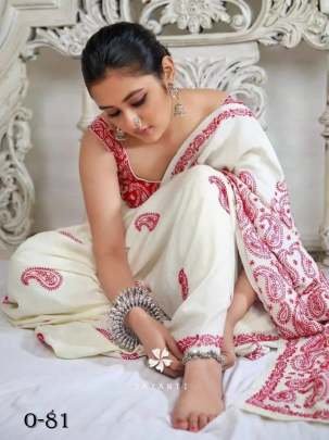 Stylish Fox Georgette White Taffeta Silk Saree