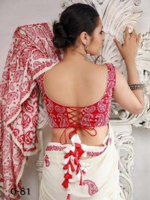 Stylish Fox Georgette White Taffeta Silk Saree