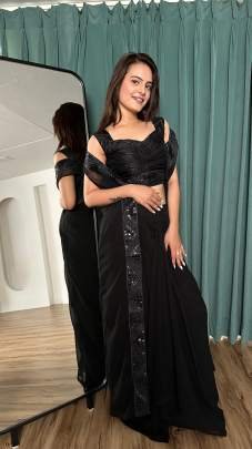 Stylish Georgette Black Indo Western Set