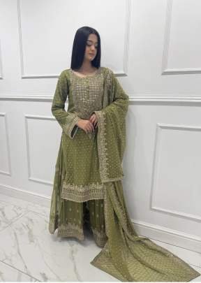 Stylish Georgette  Mehendi Suit