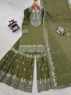 Stylish Georgette  Mehendi Suit