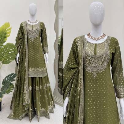 Stylish Georgette  Mehendi Suit