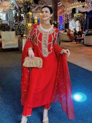 Stylish Good Quality Red Georgette Palazzo Set