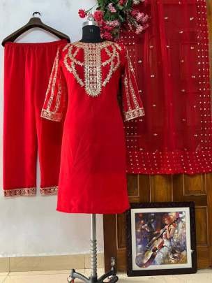 Stylish Good Quality Red Georgette Palazzo Set