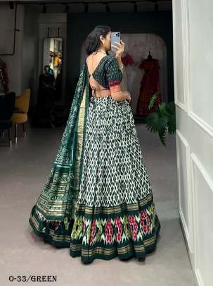 Stylish New Green Tussar Silk Lehenga Choli With Dupatta