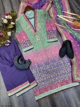 Stylish Pakistani Georgette Printed Mix Colour Palazzo Suit