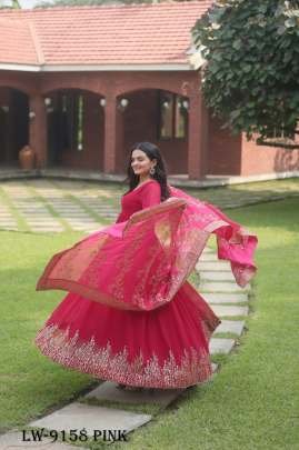 Stylish Pink Embroidery Gown  With Dupatta