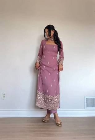 Stylish Pink Salwar Suit with Embroidery and Dupatta