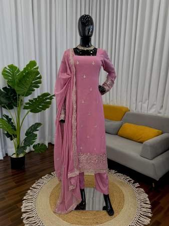 Stylish Pink Salwar Suit with Embroidery and Dupatta