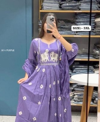 Stylish Purple Color Kurti Set With  Adda Work