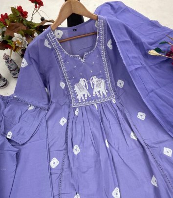 Stylish Purple Color Kurti Set With  Adda Work