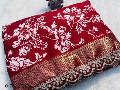 Stylish Red Floral Design Saree