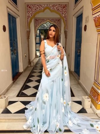 Stylish Ruffle Drape Lehenga Saree