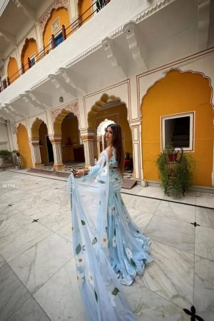Stylish Ruffle Drape Lehenga Saree