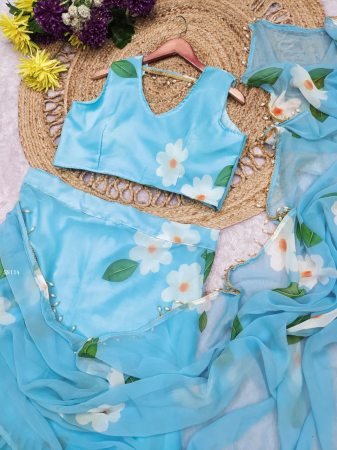 Stylish Ruffle Drape Lehenga Saree
