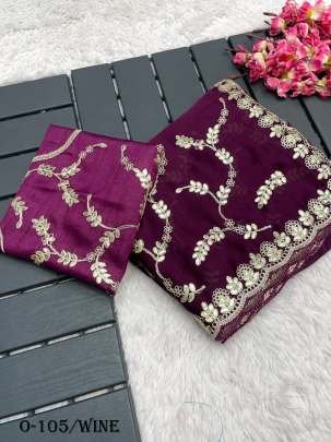 Stylish Soft Satin Wine Saree