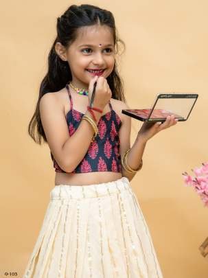 Stylish Viscose Weaving Kids White lehenga