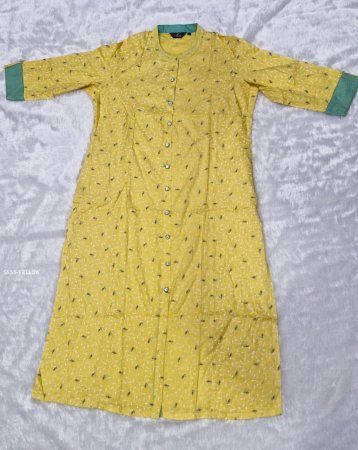 Stylish Yellow Printed Long Kurti for Women