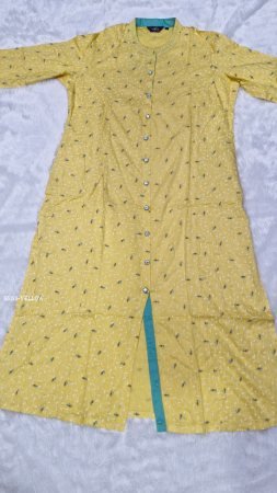 Stylish Yellow Printed Long Kurti for Women