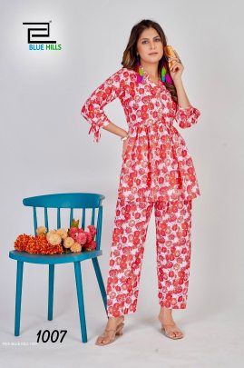 Summer collection flower print collor neck co ord sets 