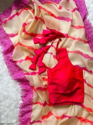 Summer Collection  Kota Check Hot Pink Saree
