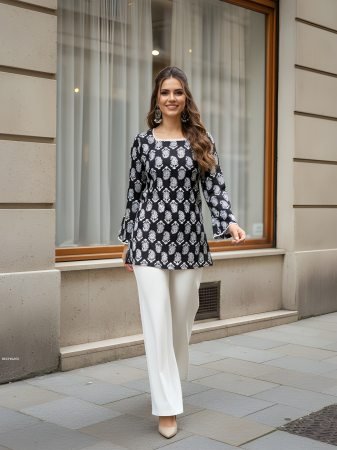Summer Special  Black Office Wear Top In Black