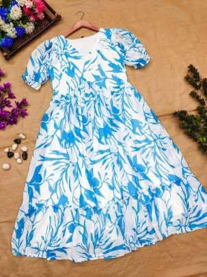 Summer Special Blue Western Georgette Midi Dress