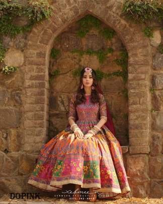 Summer special designer digital printed Anarkali gown with fancy lace