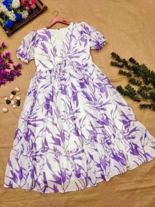 Summer Special Purple Western Georgette Midi Dress