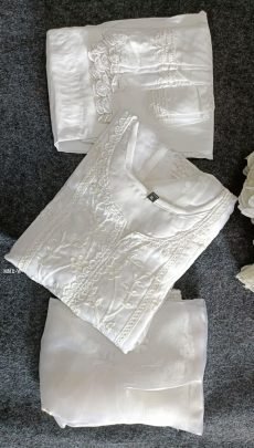 Summer Special White Organza Embroidery Kurti Set