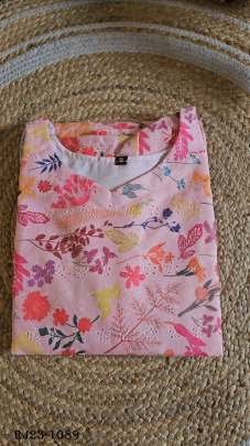 Summer Wear Hakoba Beautifully Floral Print Peach Kurti