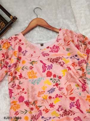 Summer Wear Hakoba Beautifully Floral Print Peach Kurti