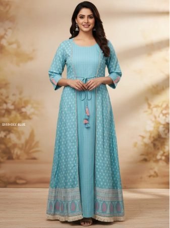 Summer Wear Jacket Style Gown Kurti 