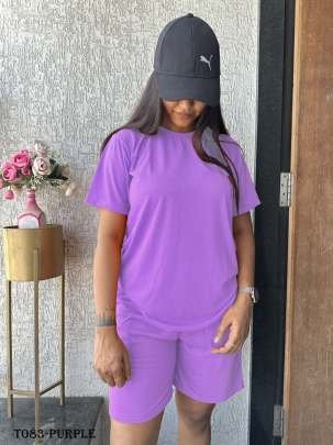 Summer Wear Purple Short Co Ord Set For Women