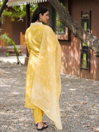 Summer Wear Rayon Kurti Pant Set With Dupatta